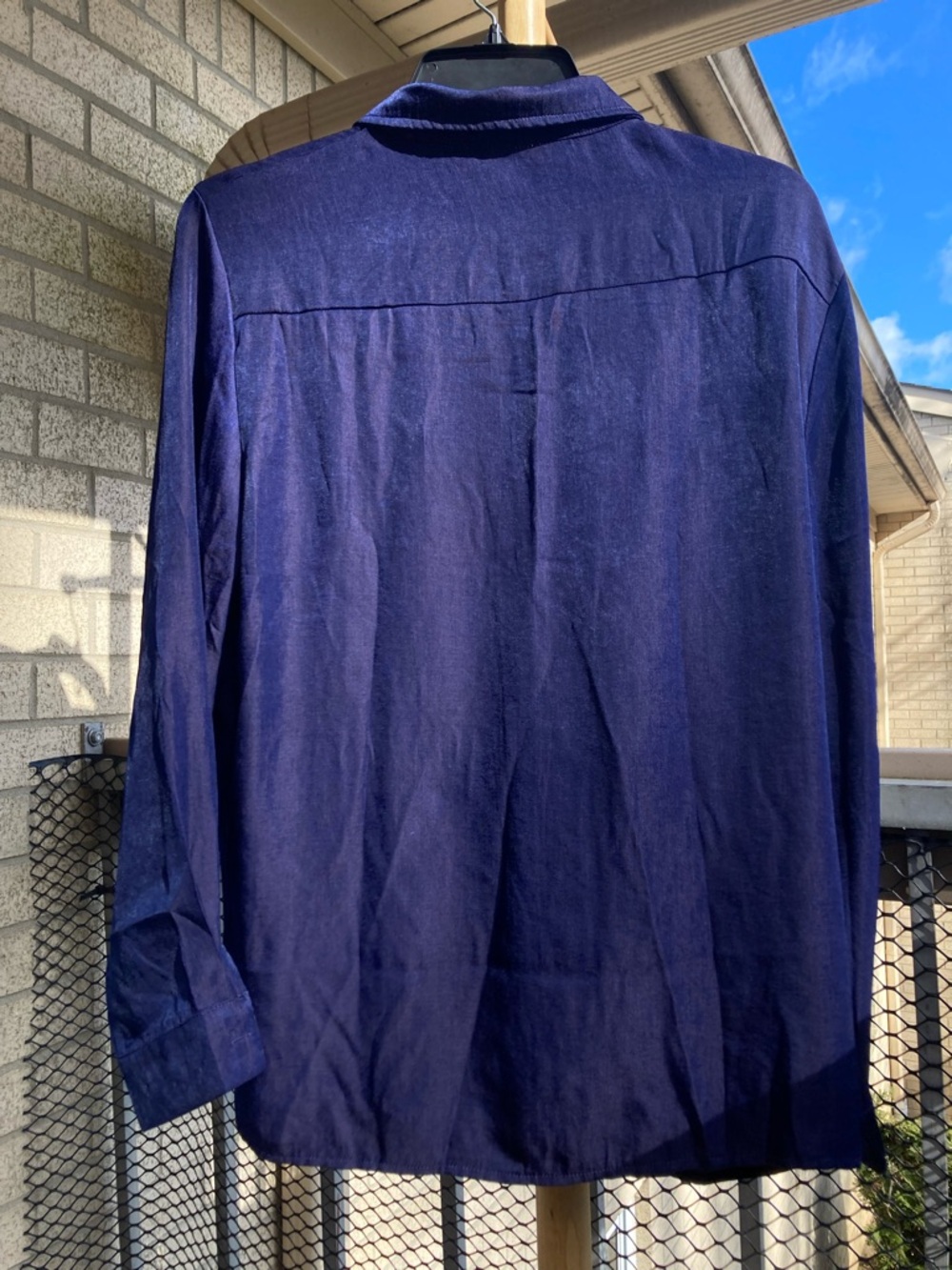 Metallic Dark Purple Slinky Super Soft Button Down Collared Shirt Whimsigoth - Picture 6 of 17